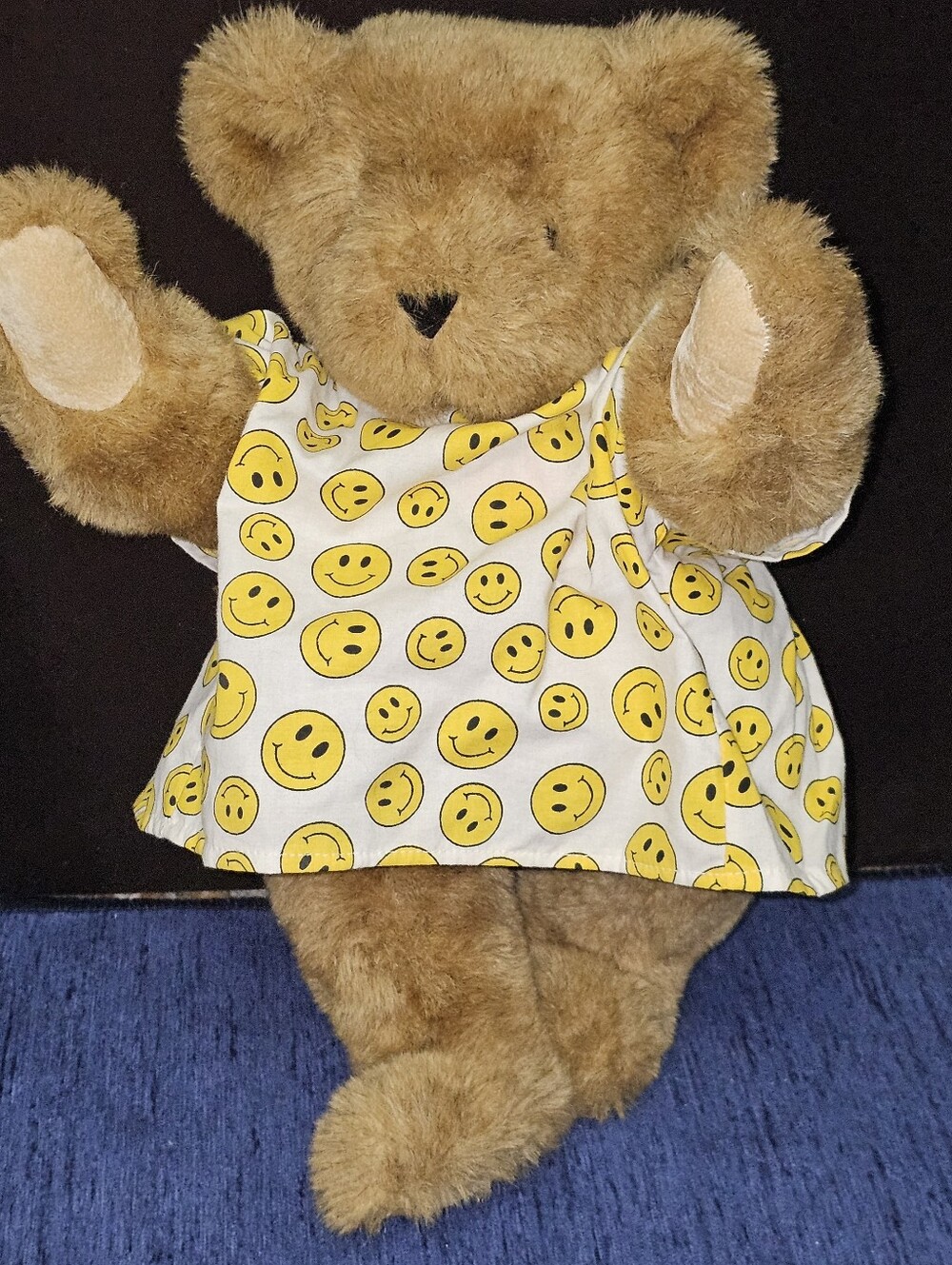 VTG Get Well Vermont Teddy Bear with Smiley Hospital Gown 15 Inch Jointed Plush